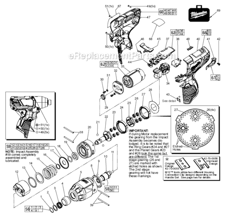 Page A Diagram and Parts List for 2462-22  Milwaukee Impact Driver