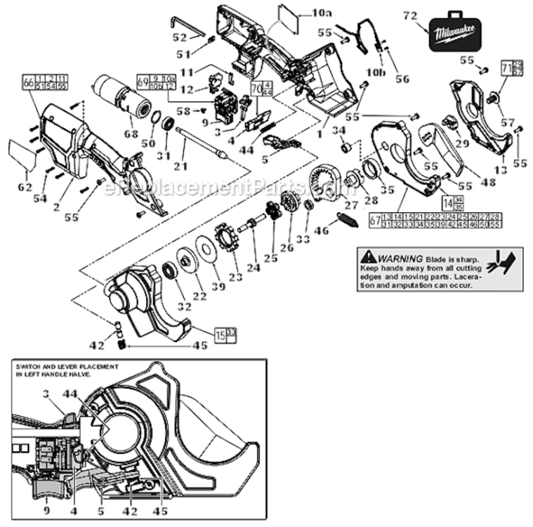 Page A Diagram and Parts List for 2470-21  Milwaukee Nibbler & Shears