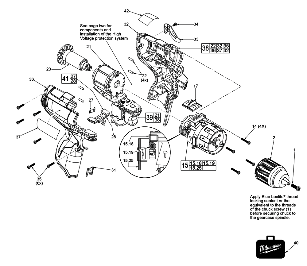 Fig-0 Diagram and Parts List for 2404-059 F17C Milwaukee Hammer Drill