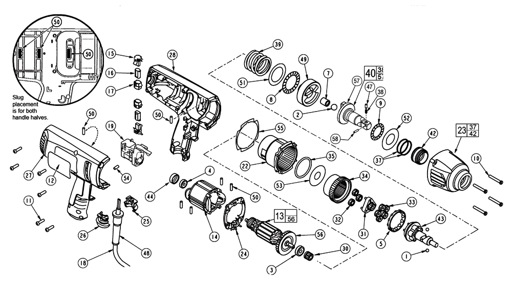 Fig-0 Diagram and Parts List for 9072-59A D75B Milwaukee Impact Driver