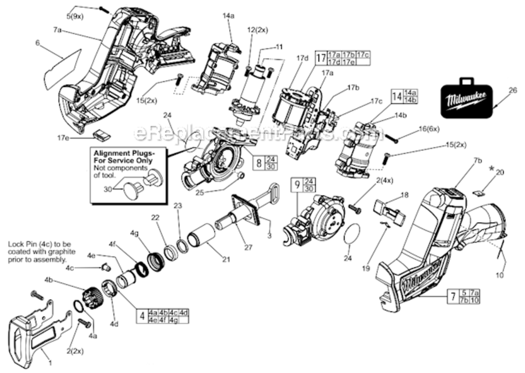Page A Diagram and Parts List for 2520-21XC  Milwaukee Reciprocating Saw