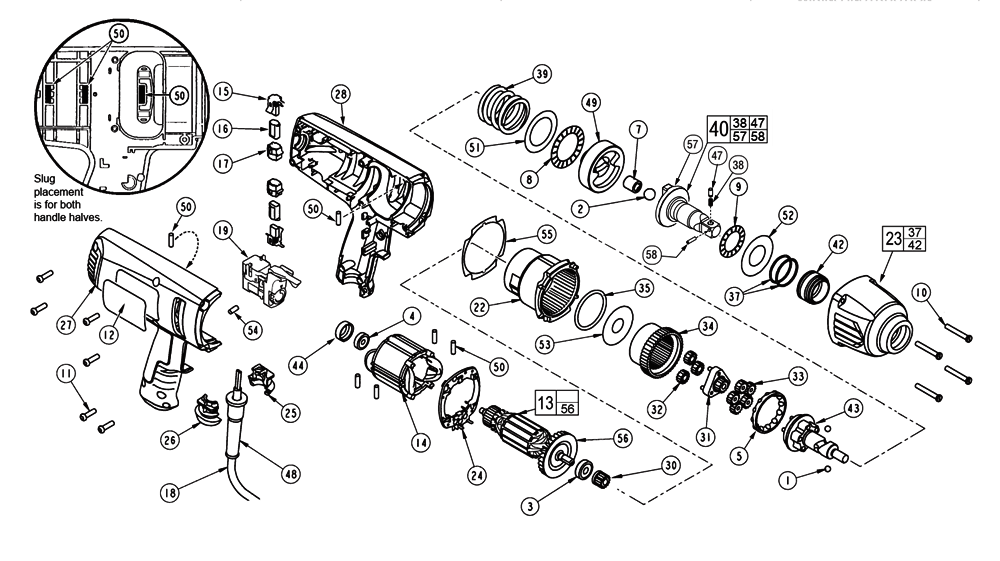 Fig-0 Diagram and Parts List for 9072-59 D74B Milwaukee Impact Driver
