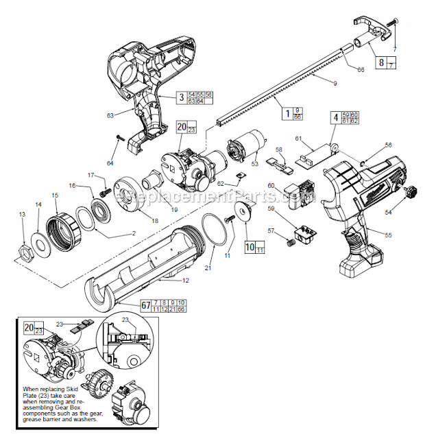 10_Oz_Quick_Cartidge_Kit_For_Cat_No_2641-20 Diagram and Parts List for 2640-20  Milwaukee Caulking Gun