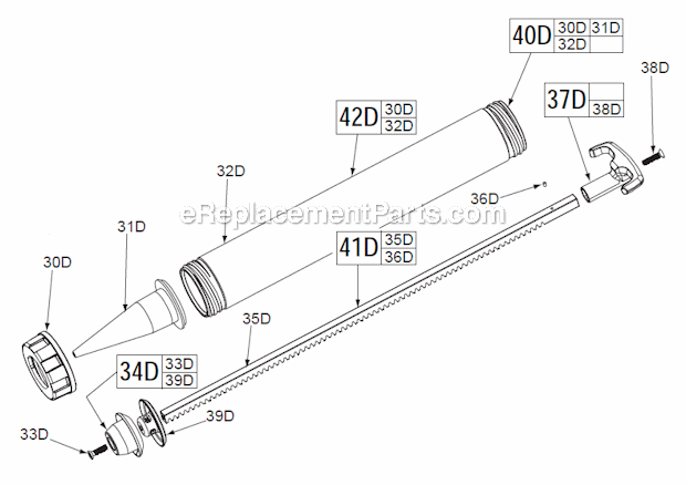 Clear_Plastic_Sausage_Cartidge_Kit_For_Cat_No_2643-21Ct Diagram and Parts List for 2640-20  Milwaukee Caulking Gun