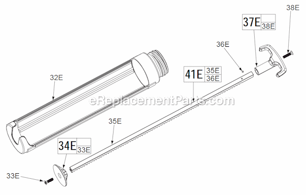 Quart_Cartridge_Carriage_And_Corresponding_Components_For_Cat_No_48-08-1095 Diagram and Parts List for 2640-20  Milwaukee Caulking Gun