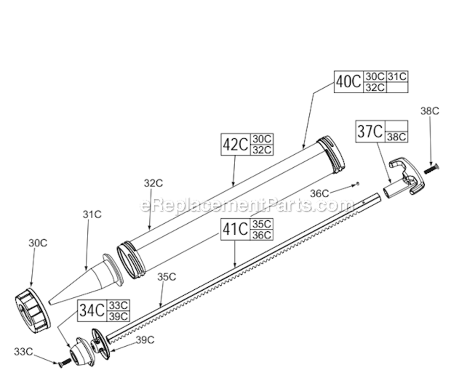 Page B Diagram and Parts List for 2641-21CT  Milwaukee Caulking Gun