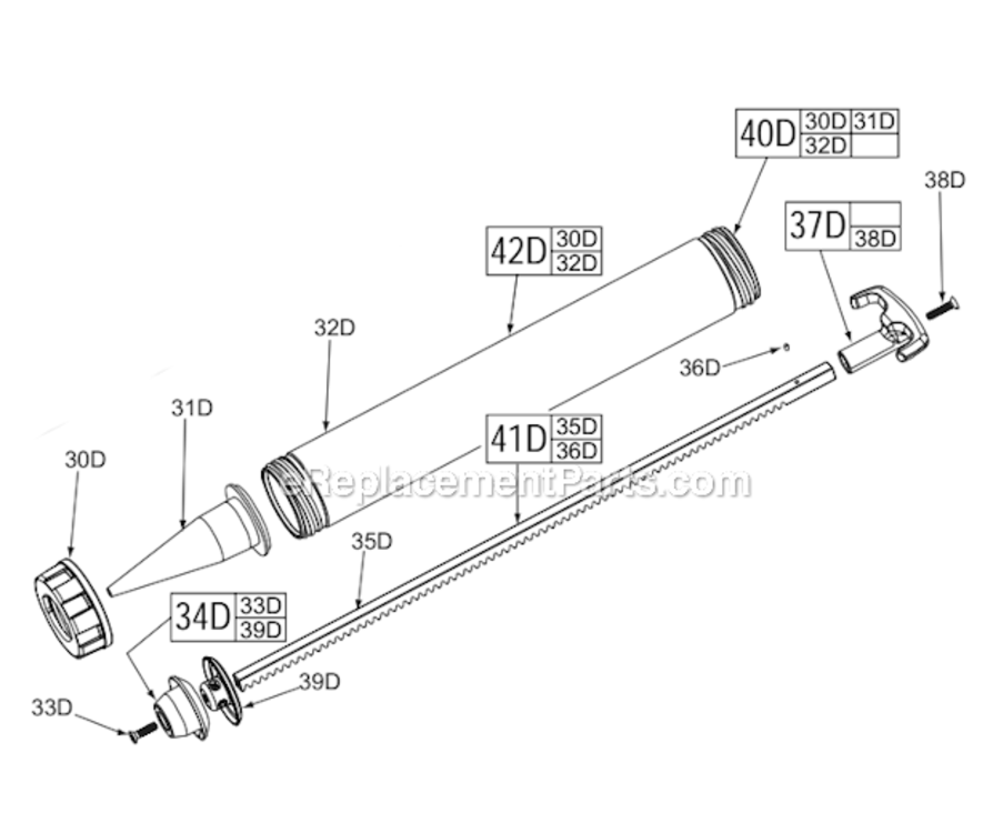 Page C Diagram and Parts List for 2641-21CT  Milwaukee Caulking Gun