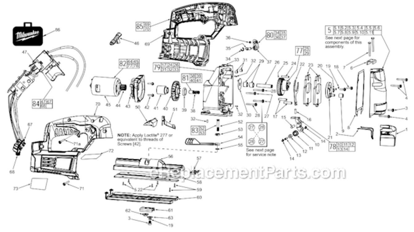 Page A Diagram and Parts List for 2645-22  Milwaukee Jig Saw