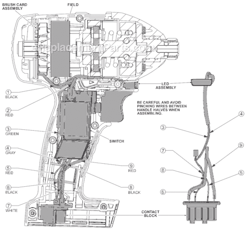 Page B Diagram and Parts List for 2650-21 SER B55A Milwaukee Impact Driver