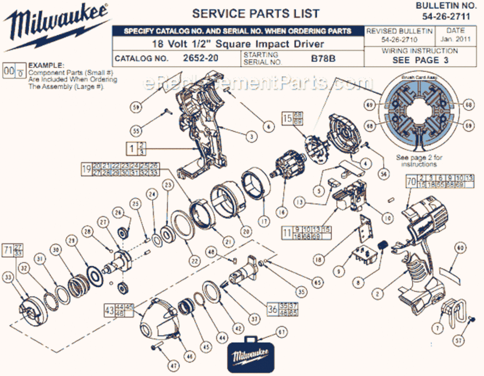 Page A Diagram and Parts List for 2652-20 B78B Milwaukee Impact Driver