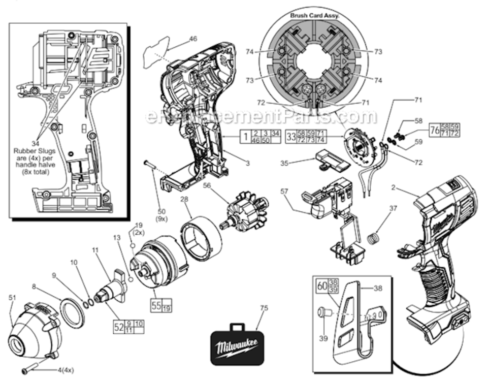 Page A Diagram and Parts List for 2658-22  Milwaukee Impact Driver