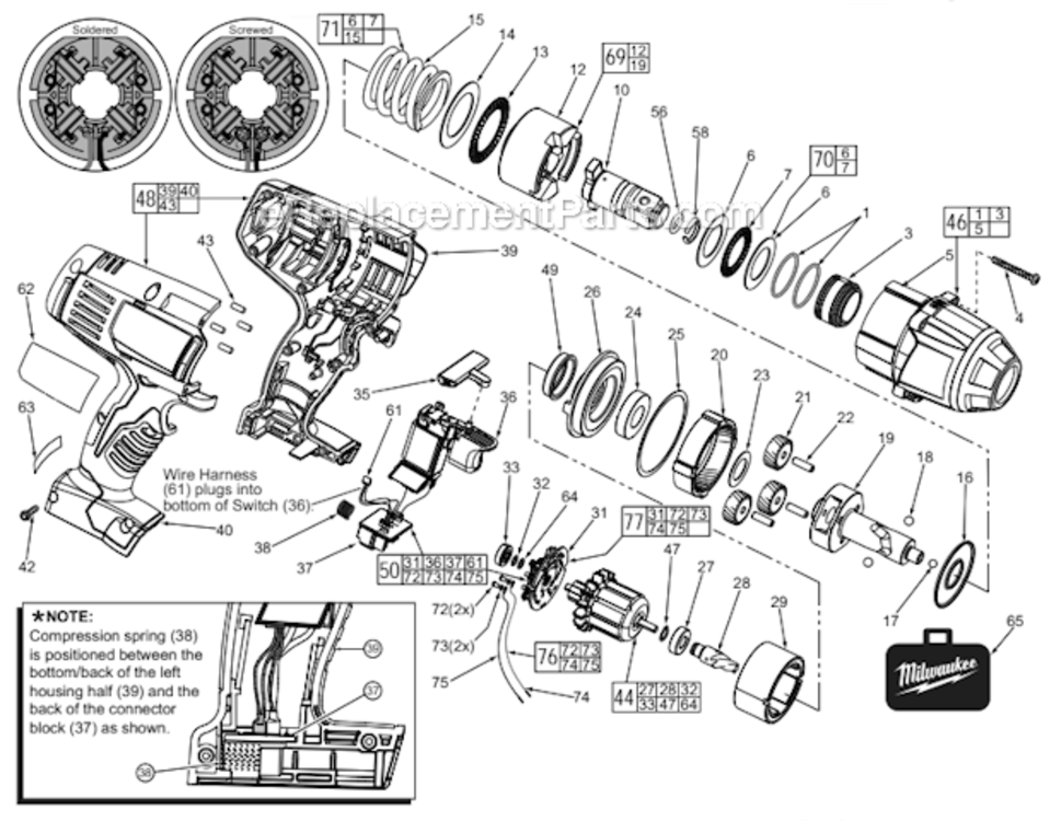 Page A Diagram and Parts List for 2664-22  Milwaukee Impact Driver