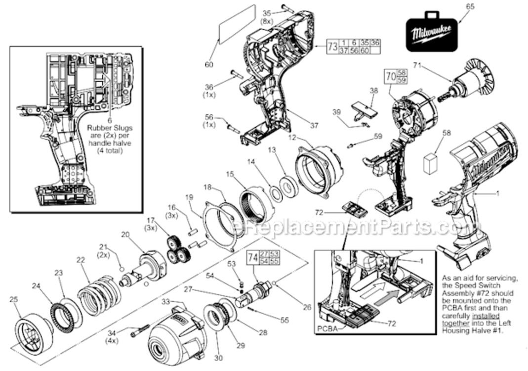 Page A Diagram and Parts List for 2762-22  Milwaukee Impact Driver