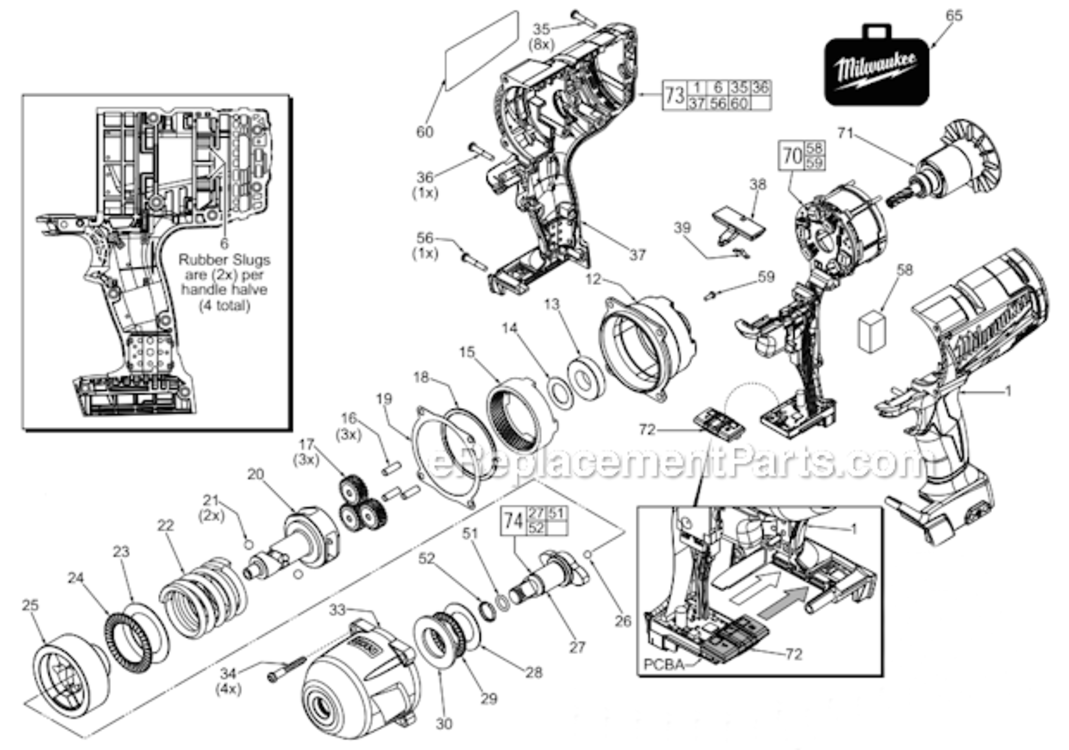 Page A Diagram and Parts List for 2763-22  Milwaukee Impact Driver