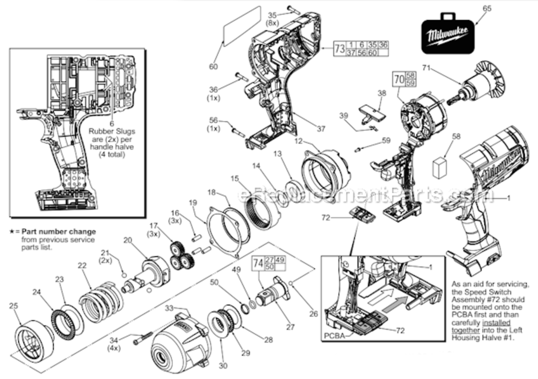 Page A Diagram and Parts List for 2764-22  Milwaukee Impact Driver