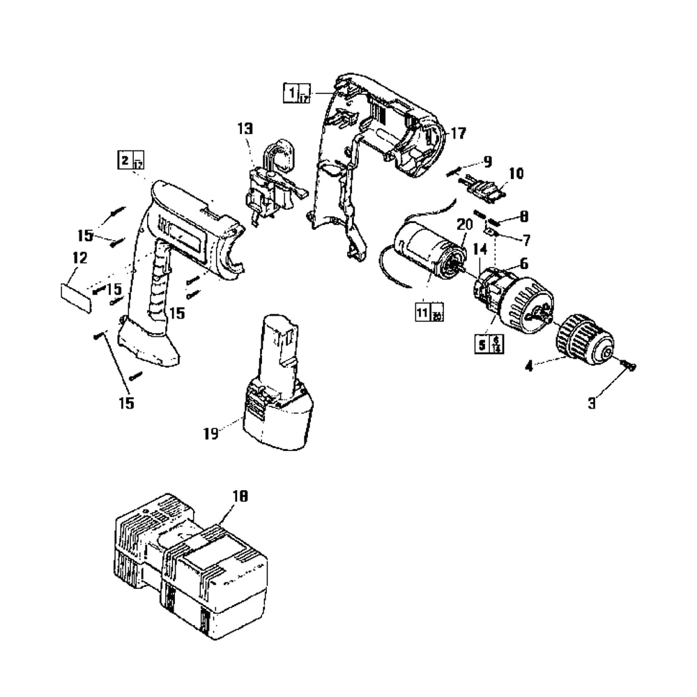 Unit Diagram and Parts List for 0396-1TYPEA  Milwaukee Drill