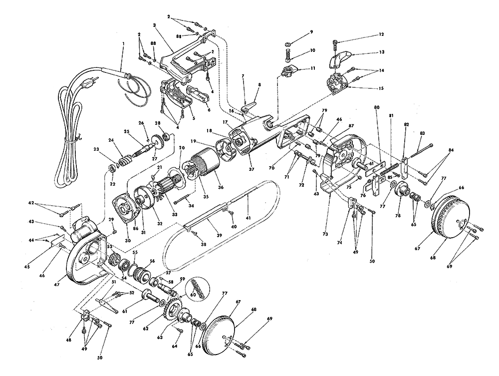 Fig-0 Diagram and Parts List for 6225  Milwaukee Saw