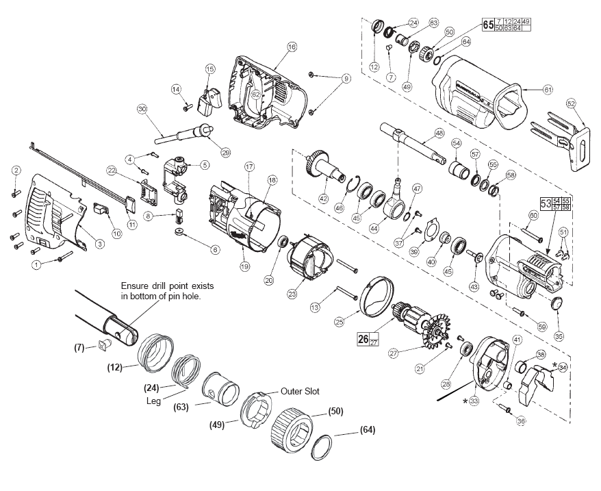 Fig-0 Diagram and Parts List for 6509-20  Milwaukee Saw