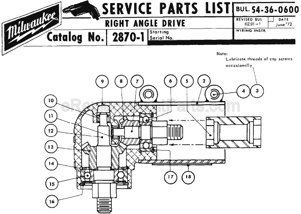 Page A Diagram and Parts List for 2870-1  Milwaukee Electric Drill