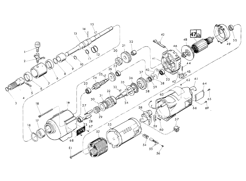 Fig-0 Diagram and Parts List for 4090  Milwaukee Drill