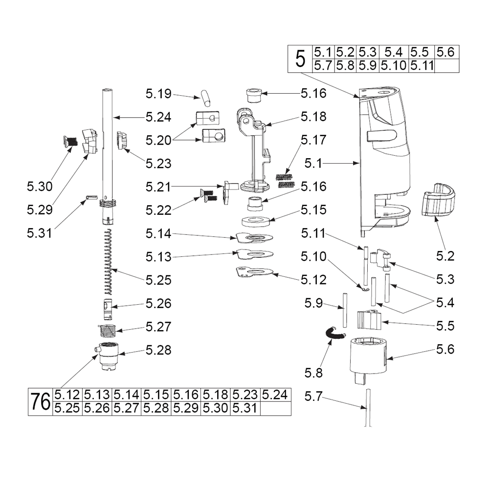 Fig-1 Diagram and Parts List for 2645-20 C07B Milwaukee Saw