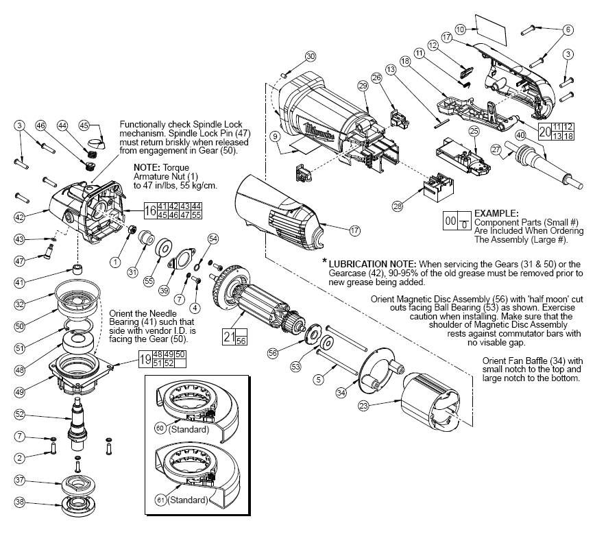 Fig-0 Diagram and Parts List for 6160-31  Milwaukee Angle Grinder