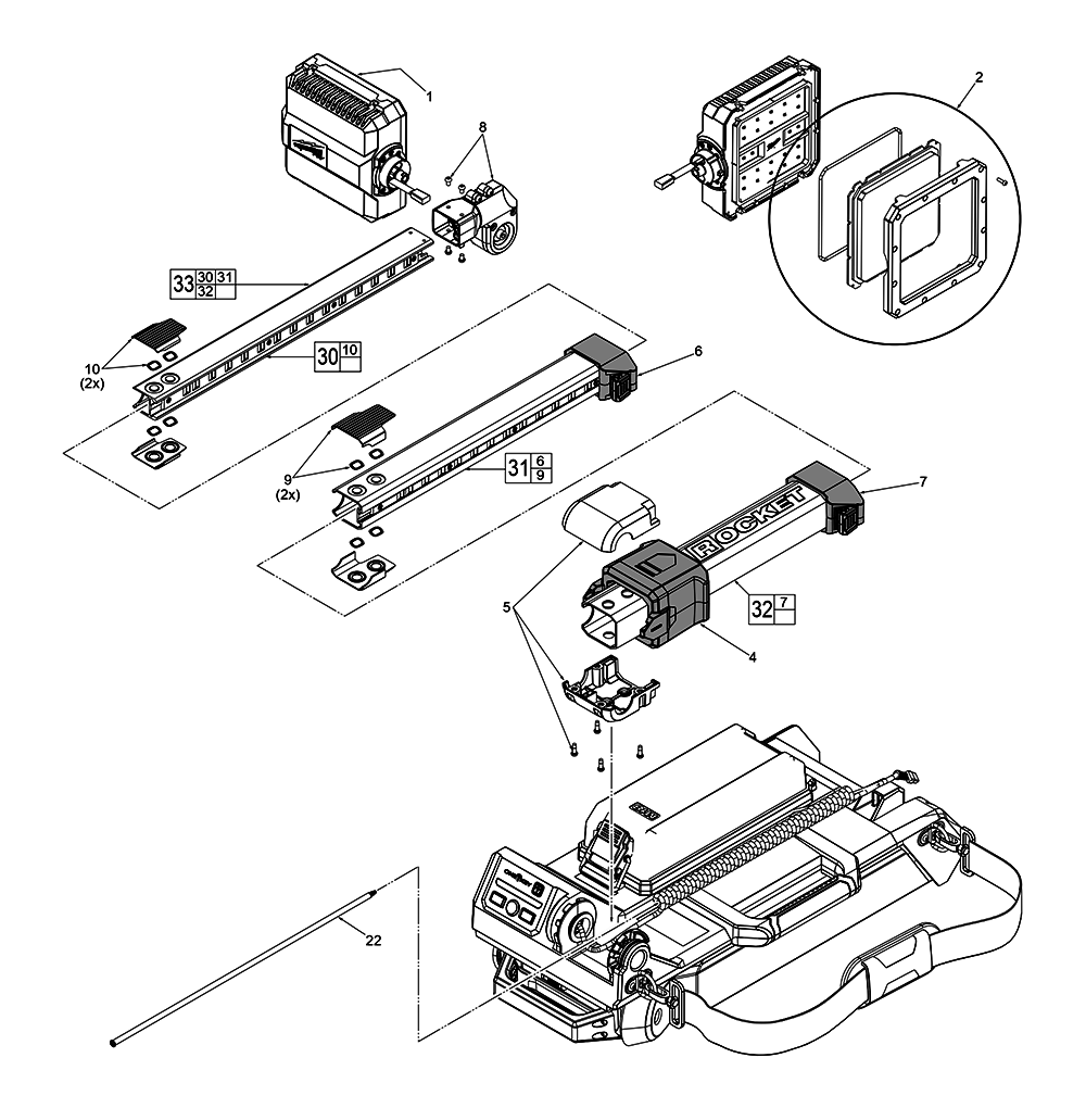 Fig-0 Diagram and Parts List for 2120-20 J05A Milwaukee Worklight & Flashlight