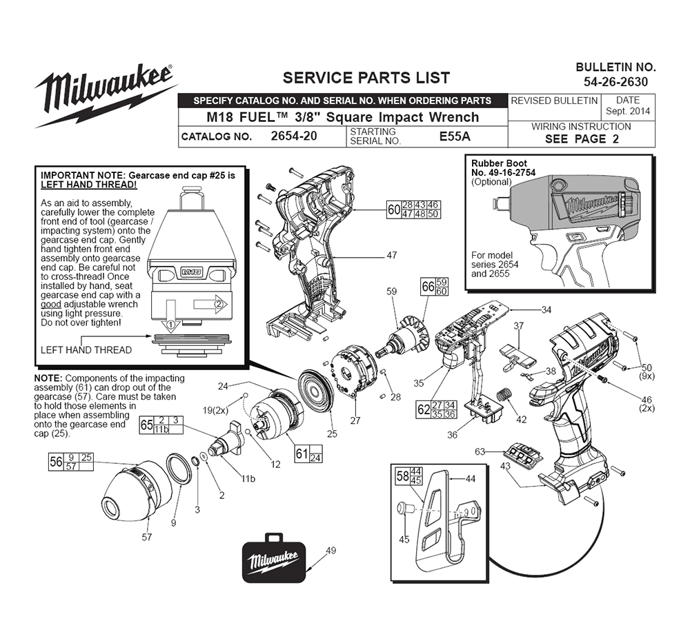 Fig-0 Diagram and Parts List for 2654-22 E55A Milwaukee Impact Driver