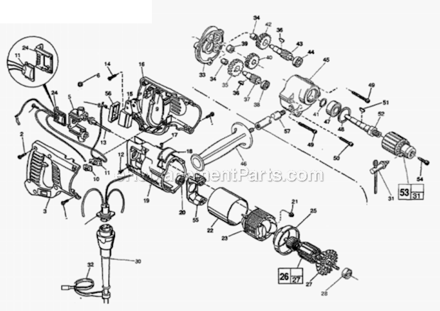 Page A Diagram and Parts List for 3107-6  Milwaukee Electric Drill