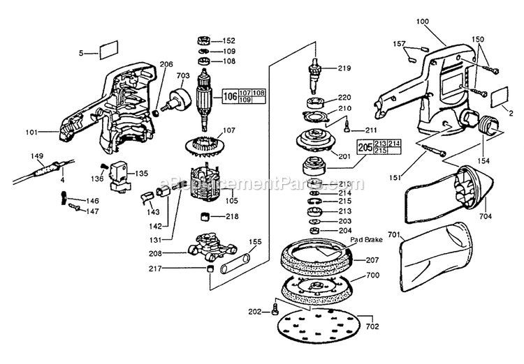 Page A Diagram and Parts List for 6020-50 904A Milwaukee Sander Grinder