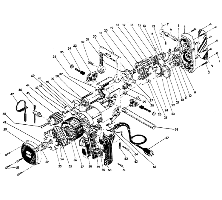Fig-0 Diagram and Parts List for 1675-6  Milwaukee Electric Drill