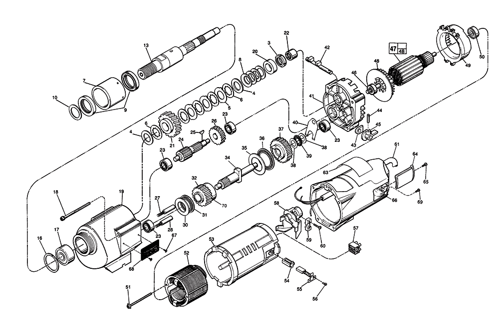 Fig-0 Diagram and Parts List for 4004-20LC G70A Milwaukee Drill