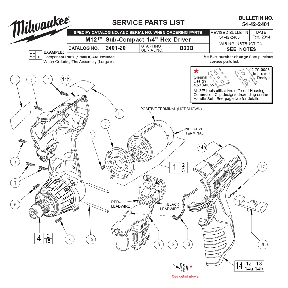 Fig-0 Diagram and Parts List for 2401-22 B30B Milwaukee Electric Drill