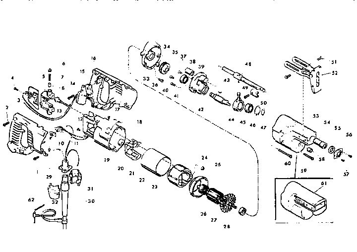 Unit Parts Diagram and Parts List for 6507 TYPE E Milwaukee Reciprocating Saw