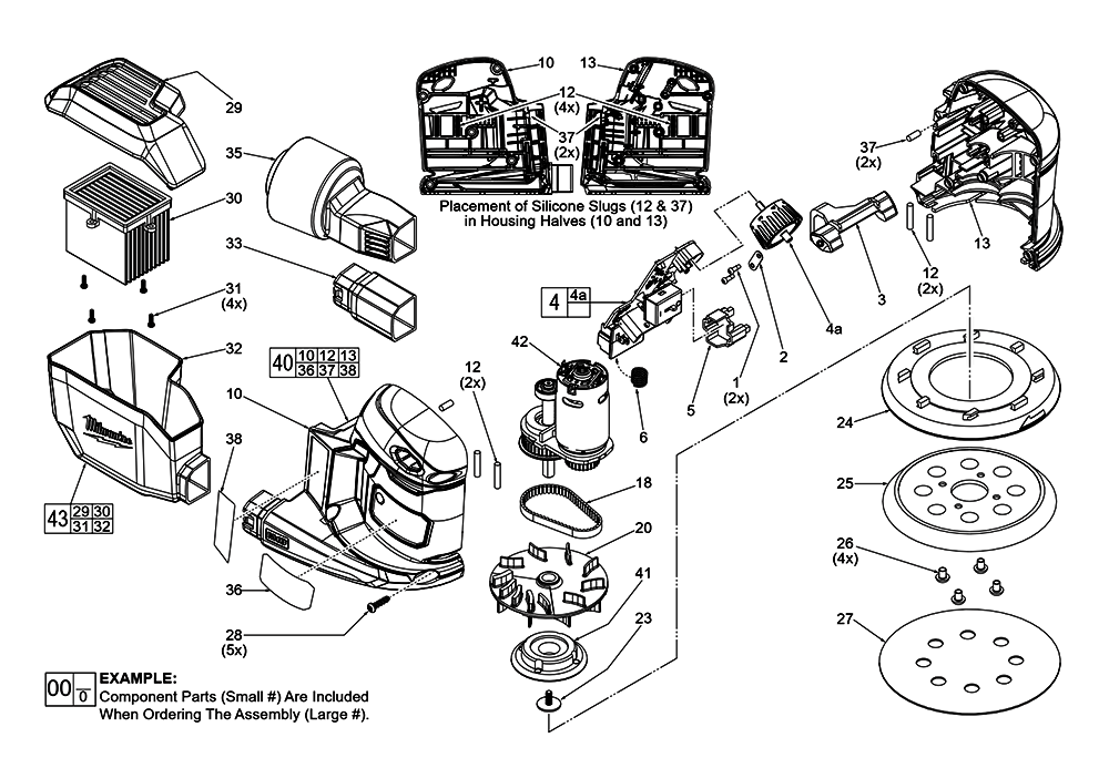 Fig-0 Diagram and Parts List for 2648-20 J49A Milwaukee Orbital or Palm Sander
