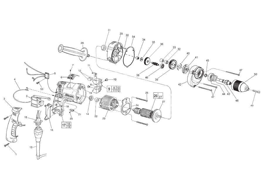 Fig-0 Diagram and Parts List for 0235-21  Milwaukee Electric Drill