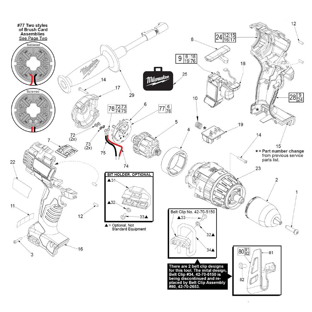 Fig-0 Diagram and Parts List for 2602-22 C15A Milwaukee Hammer Drill