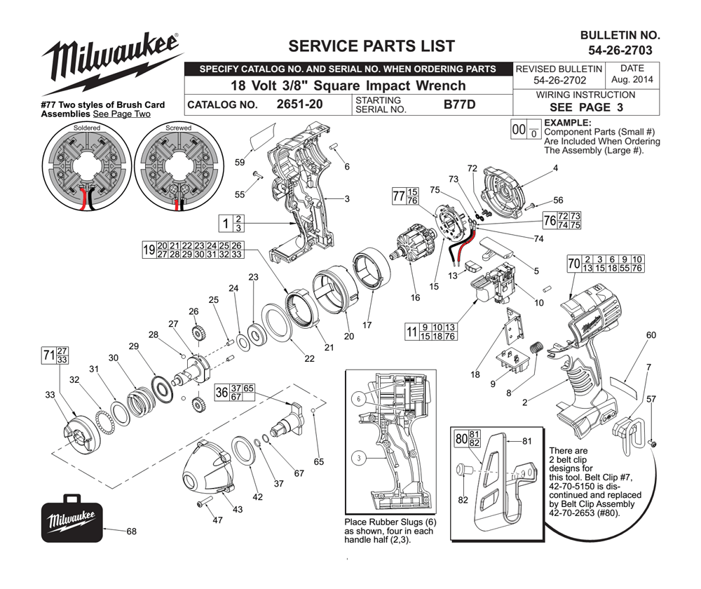 Fig-0 Diagram and Parts List for 2651-20 B77D Milwaukee Impact Driver