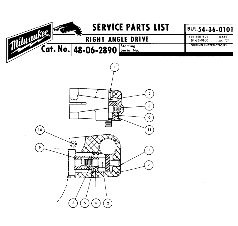 Fig-0 Diagram and Parts List for 48-06-2890  Milwaukee Miscellaneous