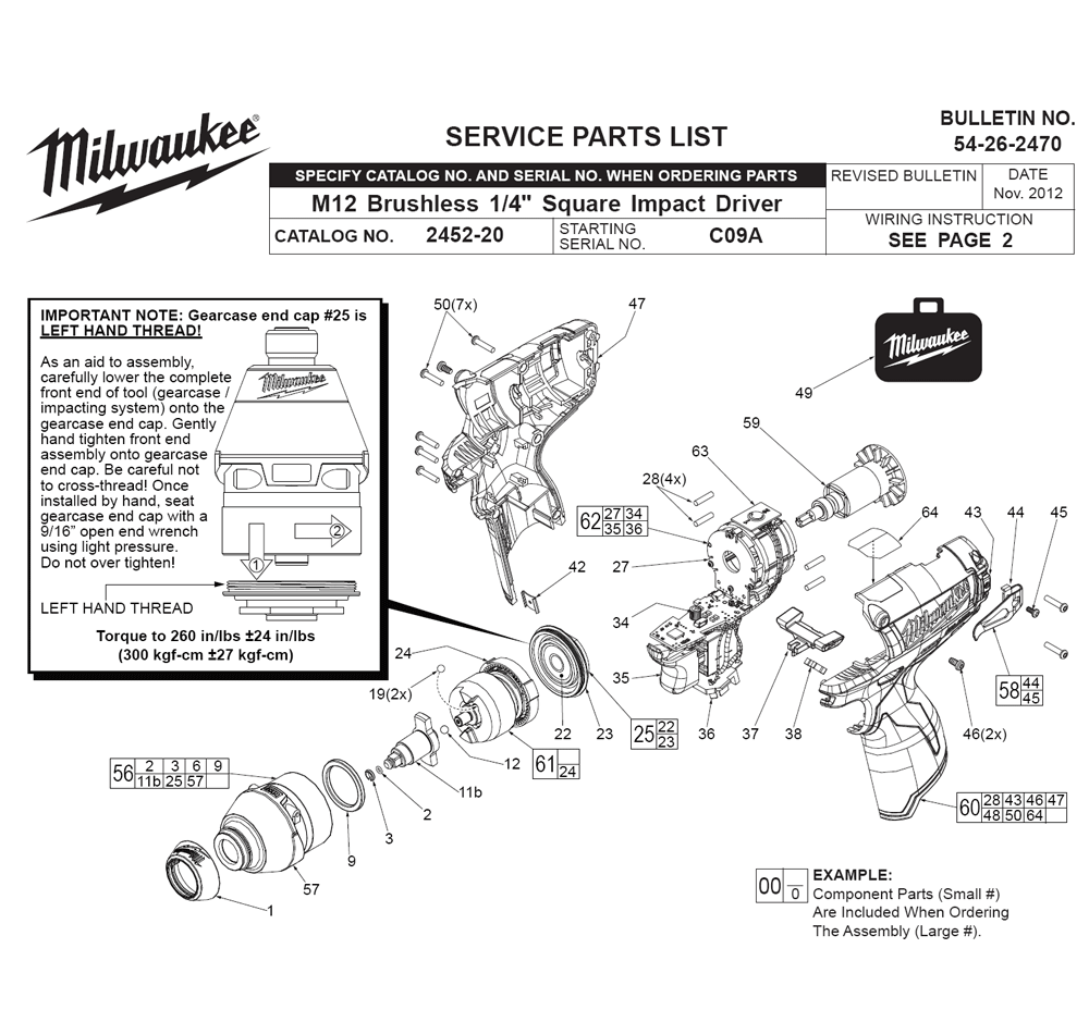 Fig-0 Diagram and Parts List for 2452-20 C09A Milwaukee Impact Driver