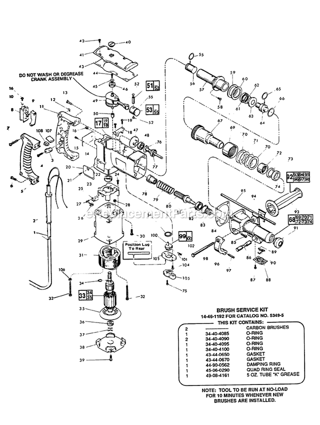 Page A Diagram and Parts List for 5349-5 688-1001 Milwaukee Hammer Drill