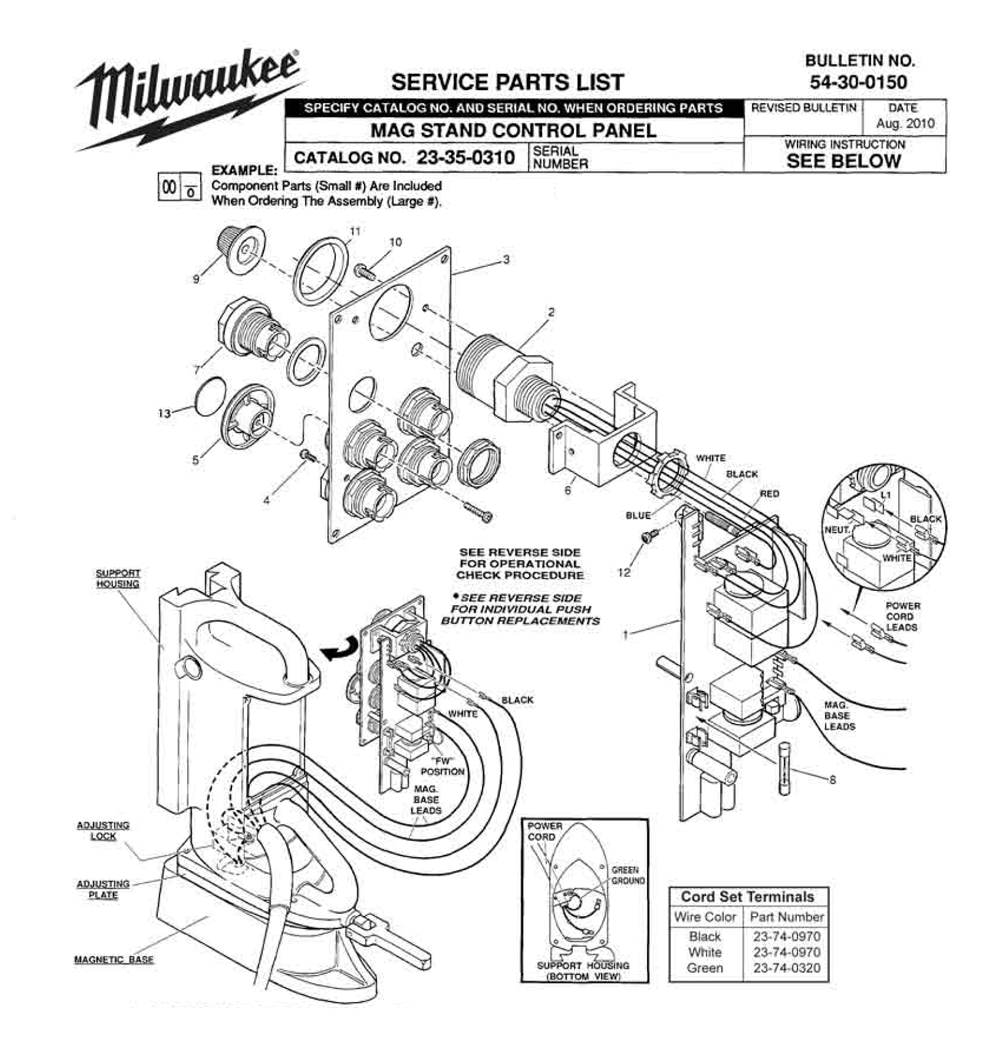 Fig-0 Diagram and Parts List for 23-35-0310  Milwaukee Miscellaneous