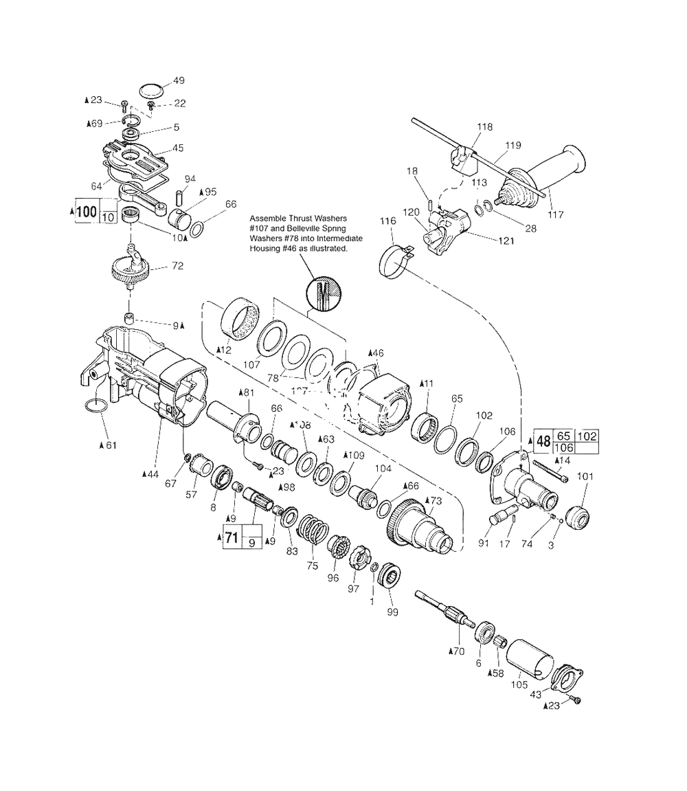 1-1/2-Inch Thunderbolt Rotary Hammer Part 2 Diagram and Parts List for 5316-21 845D Milwaukee Hammer Drill