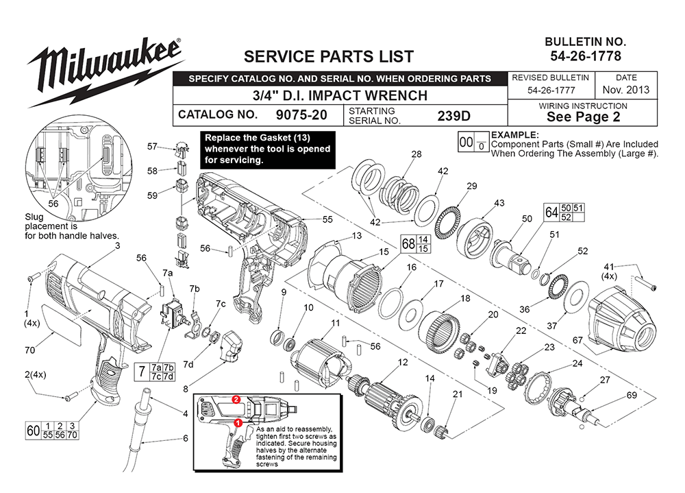 Fig-0 Diagram and Parts List for 9075-20 239D Milwaukee Impact Driver