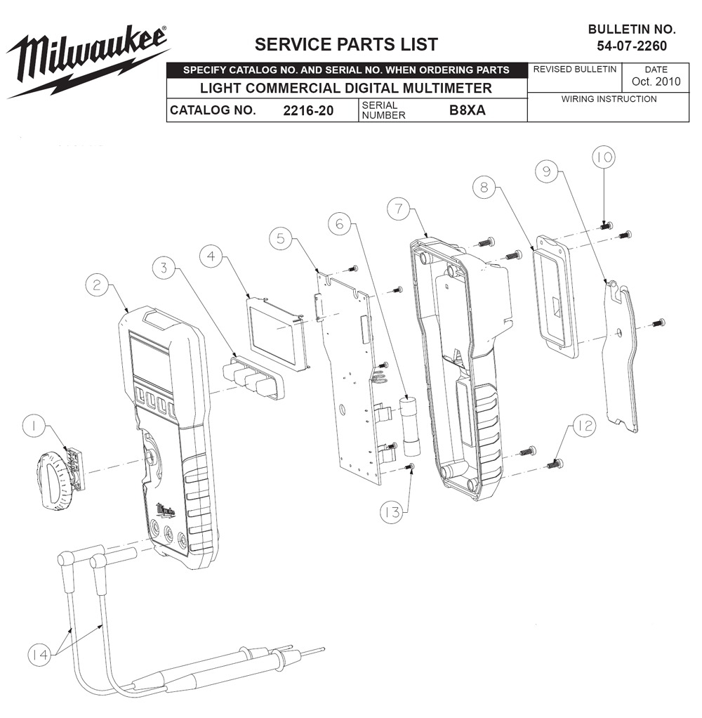 Fig-0 Diagram and Parts List for 2216-20 B84A Milwaukee Miscellaneous
