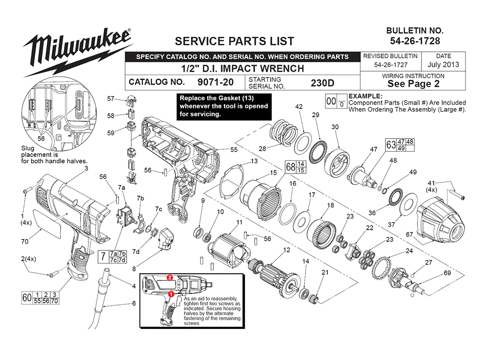Fig-0 Diagram and Parts List for 9071-20 230D Milwaukee Impact Driver