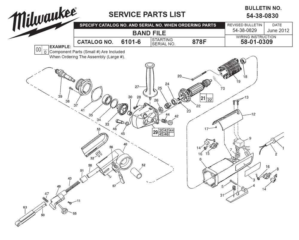 Fig-0 Diagram and Parts List for 6101 878F Milwaukee Sander Polisher