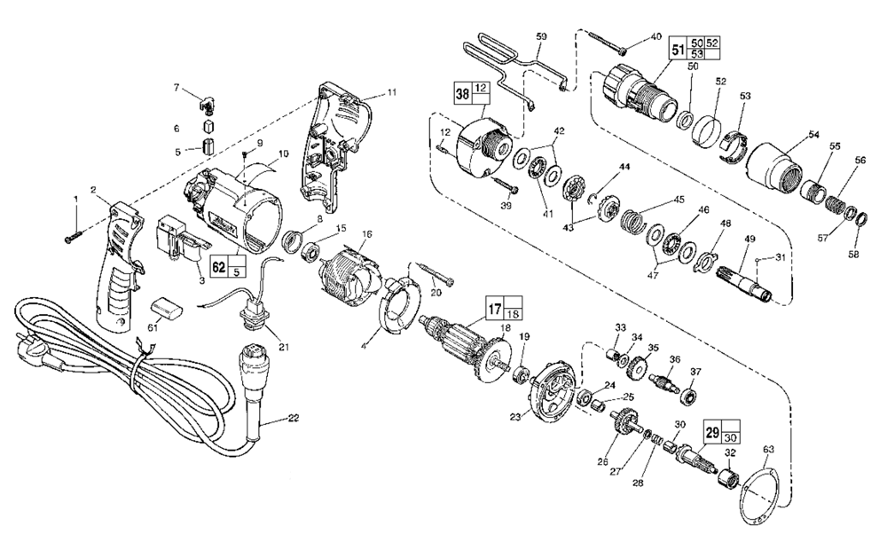 Fig-0 Diagram and Parts List for 6783-50 471B Milwaukee Electric Drill