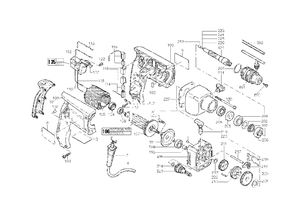 1/2-Inch Hammer-Drill Diagram and Parts List for 5378-21 897E Milwaukee Hammer Drill
