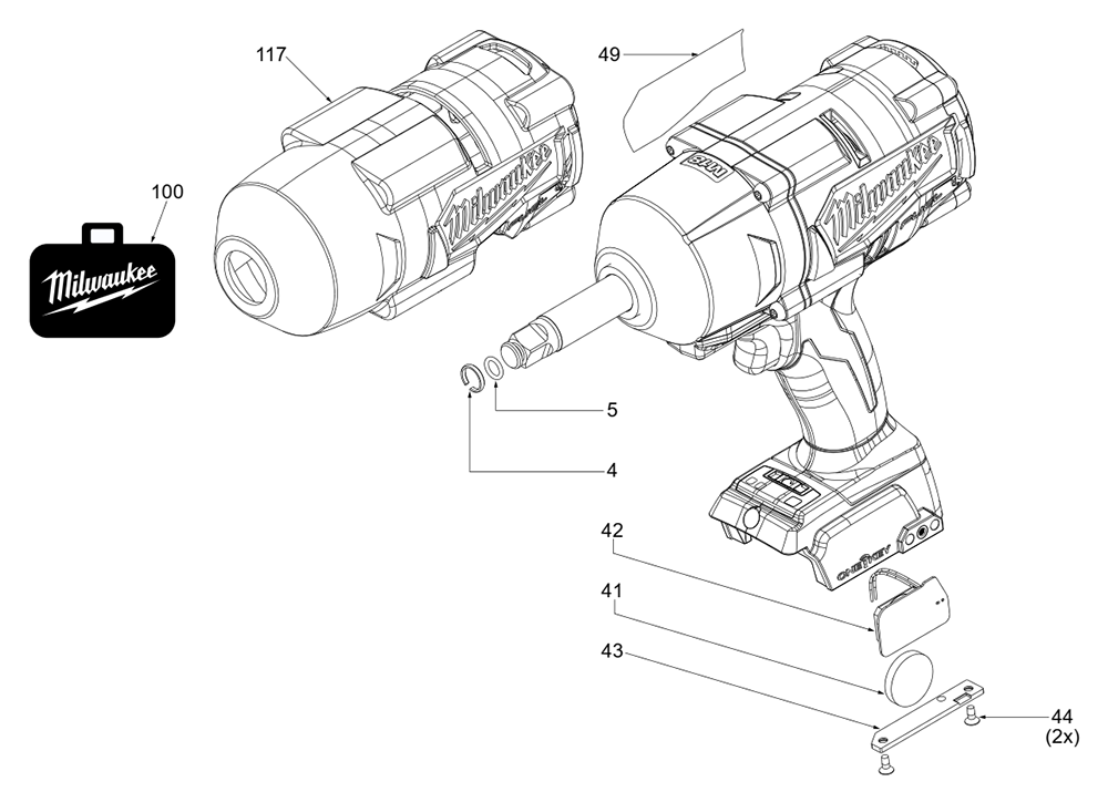 Fig-0 Diagram and Parts List for 2769-20 K94A Milwaukee Impact Driver
